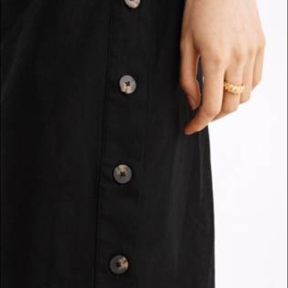 NWT MADEWELL Linen-Cotton Side-Button Midi Dress/ BLACK - Picture 5 of 6
